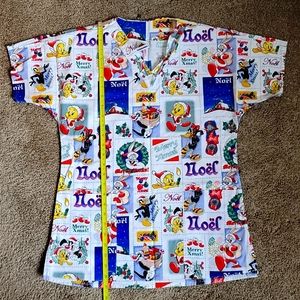 Looney Tunes Christmas Unisex Scrub Top